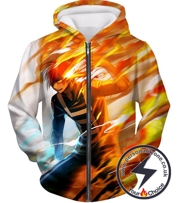 My Hero Academia Half-Cold Half-Hot Quirk Hero Shoto Todoroki Zip Up Hoodie